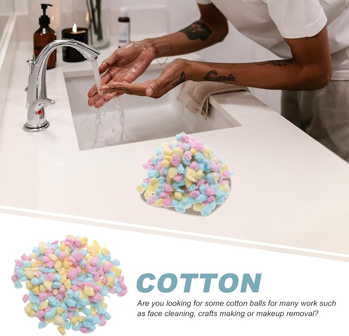 Artibetter 500g Cotton Balls Makeup Removal Face Cleansing Soft Multi-Color Pink Yellow Blue Cotton Suitable for Skin and Beauty Salon Use