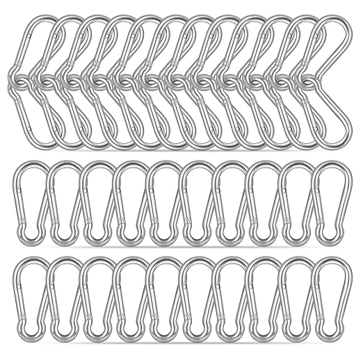 40PCS M8 Heavy Duty Carabiner Clip, 3Inch Snap Hook Quick Link Small Carabiner Clips,Spring Link Buckle for Fishing Camping Hammock Dog Leashes-550LBS Holding Capacity (Silver)