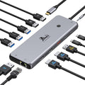 13 in 1 Laptop USB C Docking Station - Dual Monitor, 8 USB C/A Ports, Ethernet, Audio - LIONWEI USB C Hub for MacBook,Dell,HP,Lenovo,Surface
