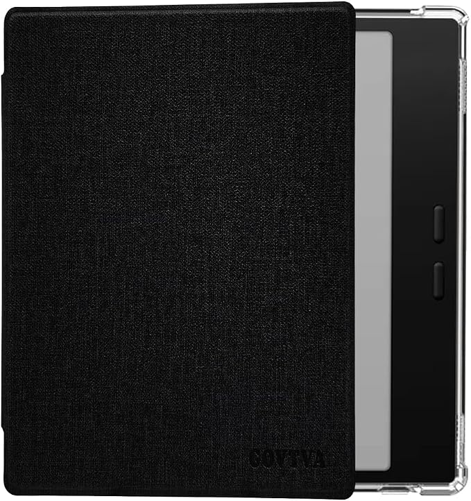 GOVTVA Transparent TPU Back Case for Onyx Boox Go Color 7 (Gen 1/2, 2024/2025) / Boox Go 7 Ultra-Thin Enhanced Auto Sleep/Wake Cover with Thickened Corners, Magnetic Closure (Cloth Black)