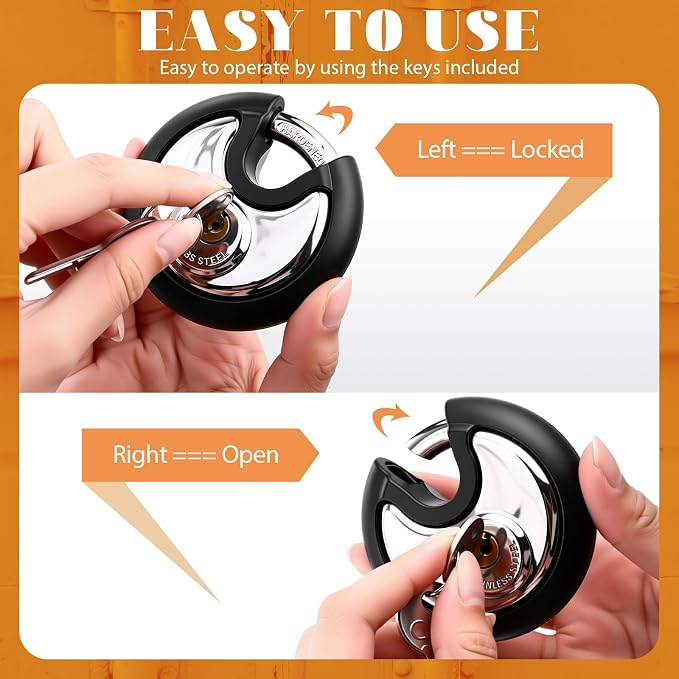 Chumia 16 Pack Padlocks Keyed Alike, Stainless Steel 2-3/4 Wide, 3/8 Shackle Disc Locks for Outdoor, Storage Units, Garages, Gym Lockers(Black)