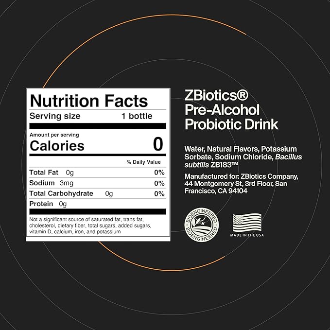 ZBiotics — Feel Better After Drinking, Wake Up Refreshed, Science-Backed, Patented Probiotic for Easier Mornings, Travel-Friendly, 100-Pack of 0.47 Fl Oz Bottles (50 Pack)