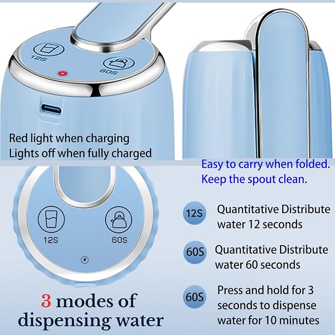 CoolWAY Gallon Bottle Electric Pump Filter - Portable Water Dispenser for Camping, Outdoors, Home and Office, 5 Gallon Water jug Dispenser with Filter