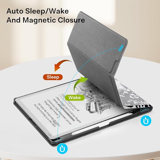 CoBak Case for 11" Kindle Scribe 3rd Generation 2025, Kindle Scribe Colorsoft with Two Viewing Angles - All New PU Leather Cover with Auto Sleep Wake, Pen Holder. Notebook