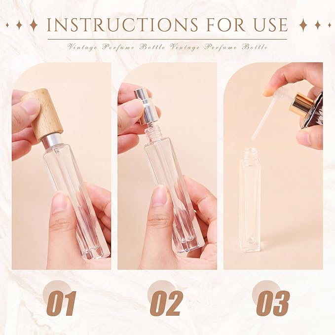 Domensi 20 Pcs 10/15/20/30 ml Perfume Travel Refillable Glass Bottles Spray Bottle Perfume Atomizer for Cologne Dispenser Leak-proof Fragrance Bottles Atomizer Pump Kit (10 ml,Light Wood Color)