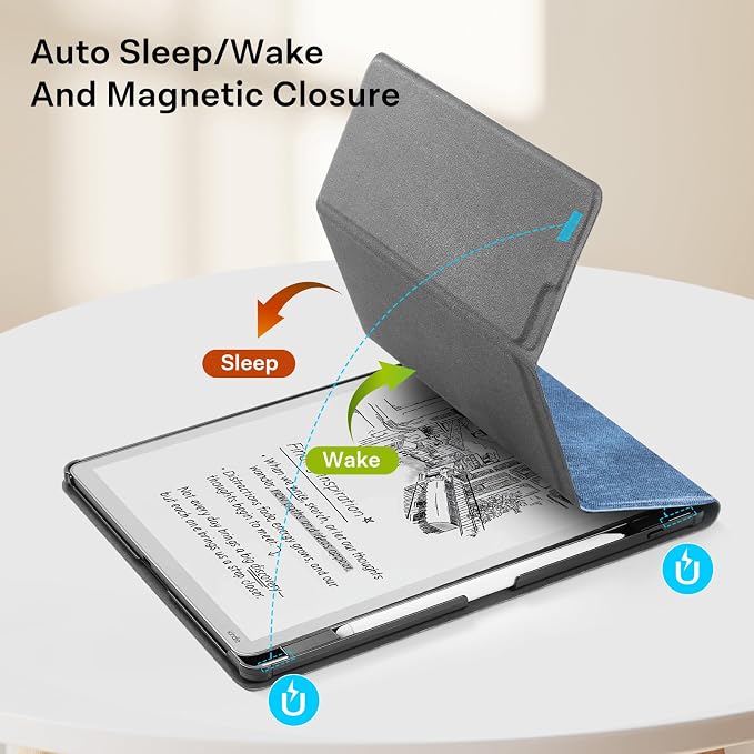 CoBak Case for 11" Kindle Scribe 3rd Generation 2025, Kindle Scribe Colorsoft with Two Viewing Angles - All New PU Leather Cover with Auto Sleep Wake, Pen Holder. Sandy Beige