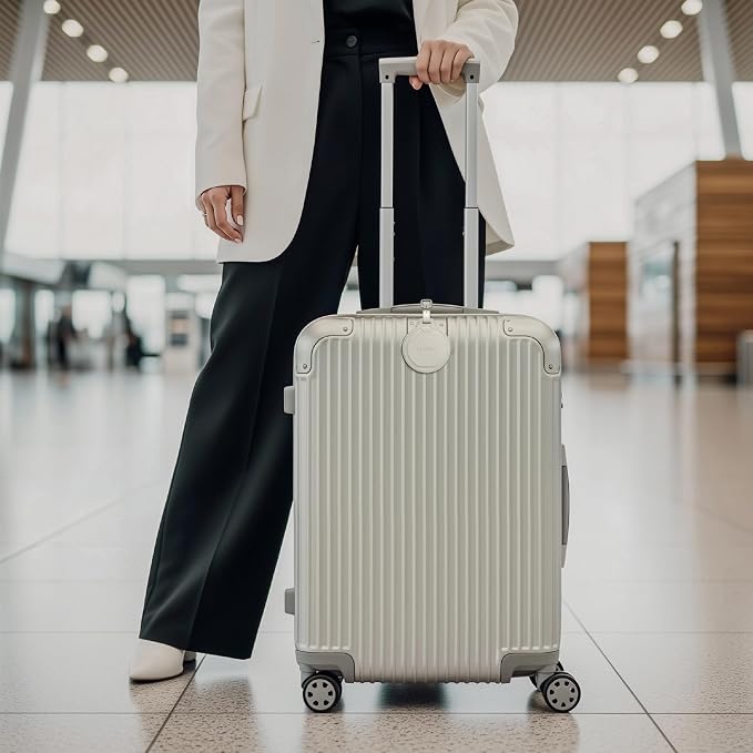 Satechi FindAll Smart Luggage Tag with Find My, TSA-Friendly, Airport Tracking, Left-Behind Alerts, Loud Audible Chime, Wireless Rechargeable, Works with iPhone, iPad, Mac – Sand
