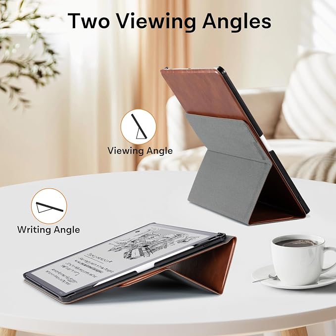 CoBak Case for 11" Kindle Scribe 3rd Generation 2025, Kindle Scribe Colorsoft with Two Viewing Angles - All New PU Leather Cover with Auto Sleep Wake, Pen Holder. Vintage Brown
