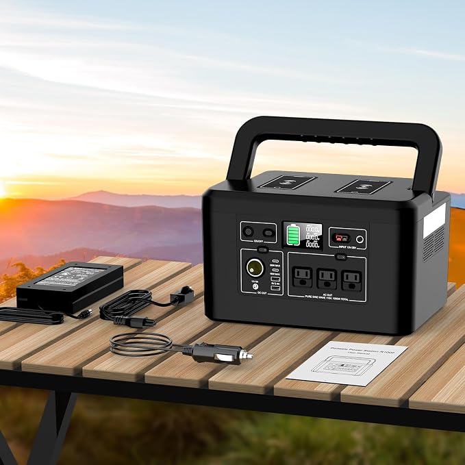 powkey Portable Power Station 800W with 3 AC Outlets, 740Wh Solar Powered Generator(Solar Panel Optional), Emergency Backup Lithium-ion Battery for Outdoors Travel RV Trip Camping CPAP Machine