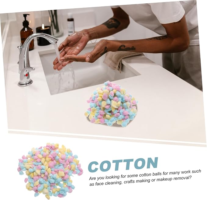 1Pack Colored Cotton Balls for Newborn Face Cleaning Soft Absorbent Cotton Balls for Makeup Removal and Crafts