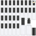 Roshtia 30 Pcs Glass Spray Bottle Clear Empty Bottles Small Refillable Reusable Perfume Bottle with Fine Mist Sprayer Pump for Face Body Travel(1.69 oz,Black)