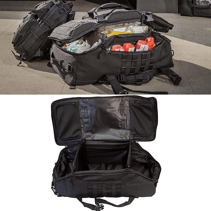Miramrax Travel Duffle Bag Backpack for Men - Large Tactical Bags Weekender Gym Bag for Overnight Traveling Military Workout Deployment Sports (Black, 45L)