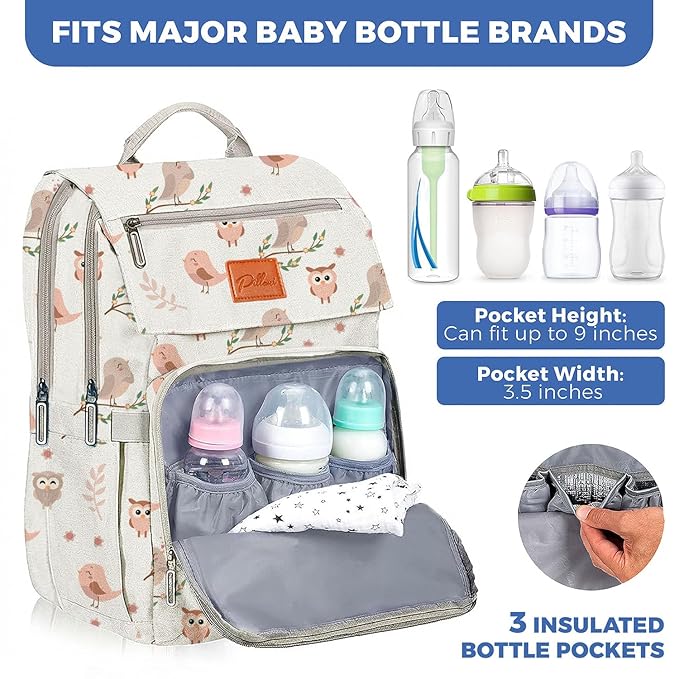 PILLANI Baby Diaper Bag Backpack - Large Bag for Boys & Girls, Waterproof Diaper Backpack - Travel Diaper Bags w/Changing Pad, Baby Registry Search & Shower Gifts - Essentials Must Haves Newborn Stuff