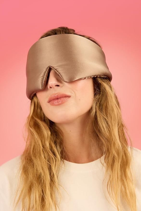 Glow People Silk Sleep Mask – 100% Mulberry Silk Eye Mask for Sleeping, Total Blackout, Cloud-Soft and Adjustable for Beauty Sleep and Travel - Mink
