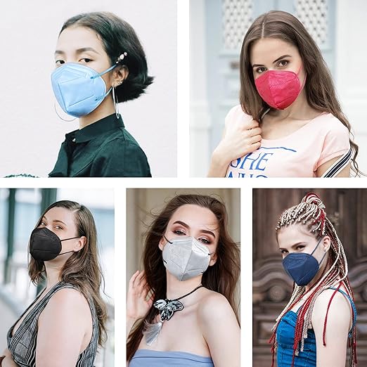 HUHETA KN95 Face Mask 60 PCs, 5-Ply Safety Masks for Men & Women, Filter Efficiency Over 95% Individually Wrapped (Blue Mask)