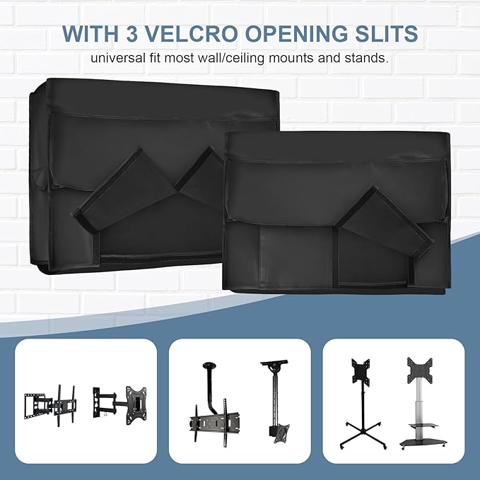 ULTCOVER Waterproof TPE Fabric Outdoor TV Cover with Anti-scratch Liner for 60-65 inch Outside Flat Screen Televisions