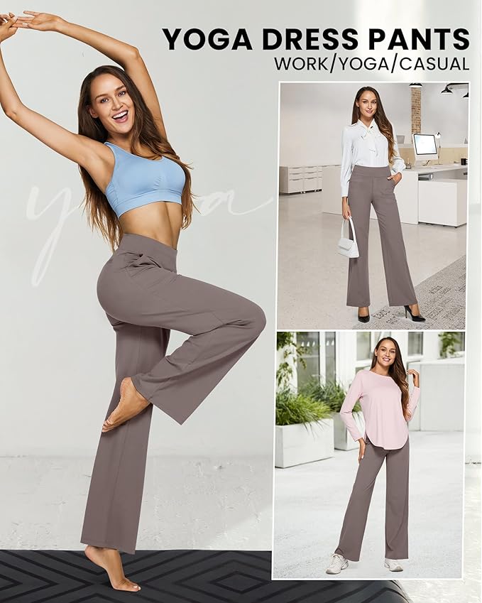 G4Free EverGoing Yoga Pants Women Wide Leg Pants with Pockets High Waist Stretch Dress Casual Sweatpants Petite/Regular/Tall