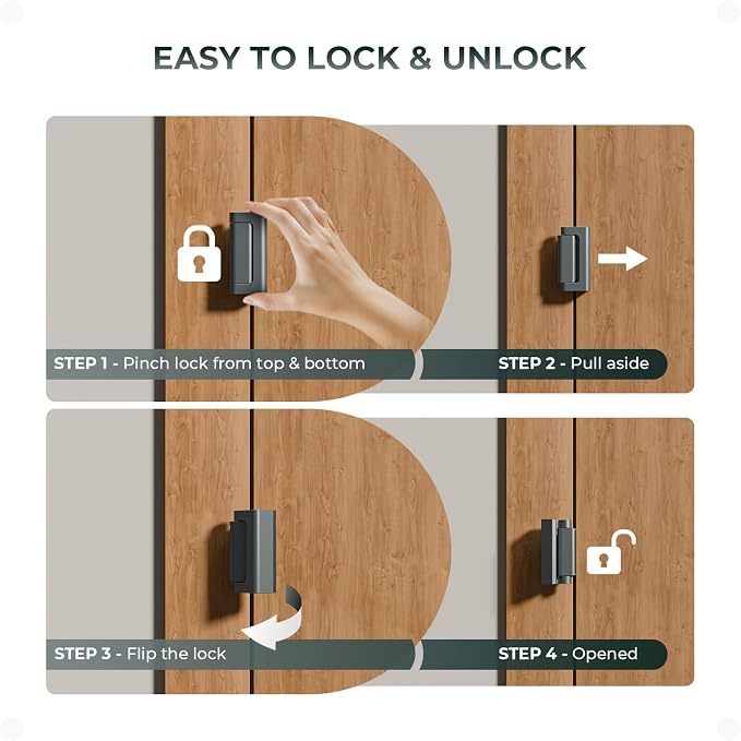 GreaTalent Home Security Door Reinforcement Lock Childproof, Add High Security to Home Prevent Unauthorized Entry, Aluminum Construction Finish, Frame Lock (Aluminum-Grey-1Pack)