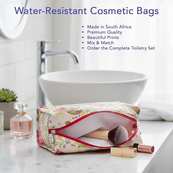 Jacaranda Living Large Cosmetic Bag – Water-Resistant Makeup & Toiletry Bag with PVC-Lined Interior, Travel Beauty Organizer, Pomegranate