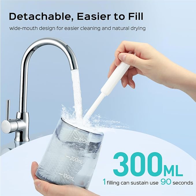COSLUS Water Dental Flosser Pick for Teeth C30(FC5360): 4 Modes Cordless Portable 300ML Larger Tank Water Teeth Cleaner IPX7 Waterproof Flossing Cleaning Picks for Home Travel White