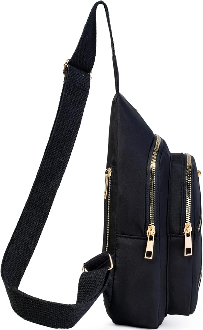 Banelu Sling Bag Crossbody Bags for Women, Small Sling Backpack Fanny Pack Cross Body Bag for Outdoors Hiking Traveling - Black