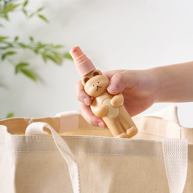 Naroote Bear Spray, Set of Cute Bear Look Delicate Bottles with Storage Bag Bathroom Sets Accessories Spray Bottle Bag Silicone Squeeze, Travel Bottles For Toiletries