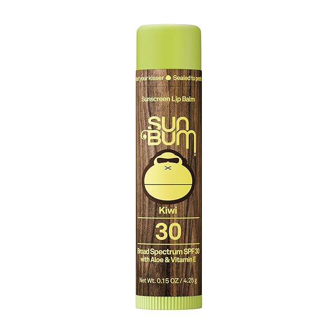 Sun Bum SPF 30 Sunscreen Kiwi Lip Balm - Moisturizing Aloe Vera and Vitamin E - Vegan and Cruelty Free - Broad Spectrum UVA/UVB Lip Protection - 0.15 oz Stick