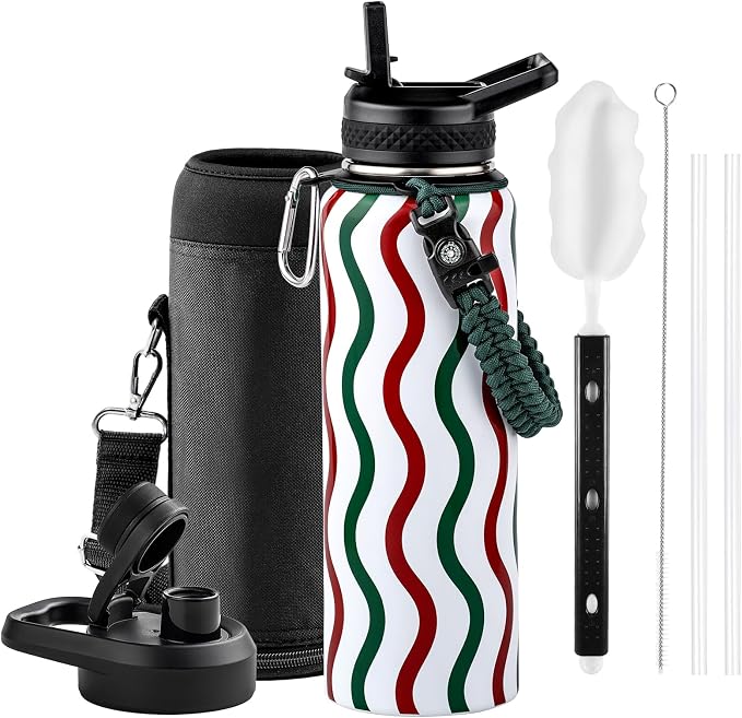 RAYMYLO 2026 Soccer Biggest Event Edition Insulated Water Bottle 40 oz, Nation Flag Design, Best Souvenir & Gift for World Soccer Lover, Vacuum Stainless Steel (Cold for 36Hrs), Leak Proof & Non-BPA