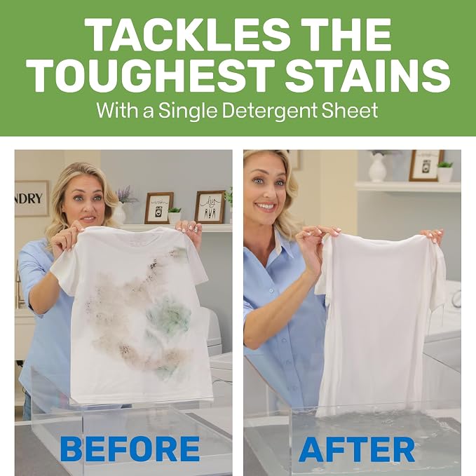 HAPPY HOUR Laundry Sheets Detergent 120 Loads Fresh Scent, 60 Sheets - Biodegradable Laundry Soap, Non Toxic, Plastic Free, Fights Tough Stains & Odors, Travel, Hypoallergenic for Sensitive Skin