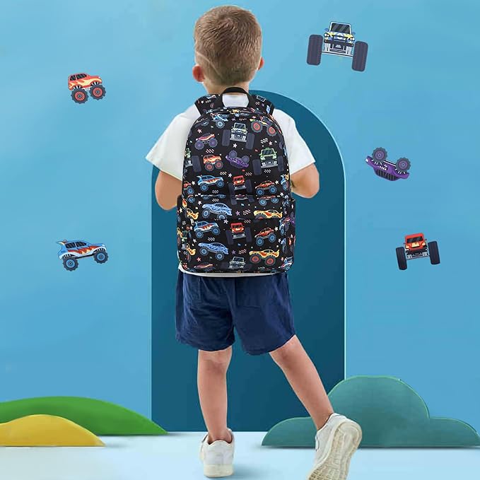 CAMTOP Kids Backpack for Boys, Preschool Toddler Backpack Kindergarten School Bookbag for Age 3-8(Monster Truck)