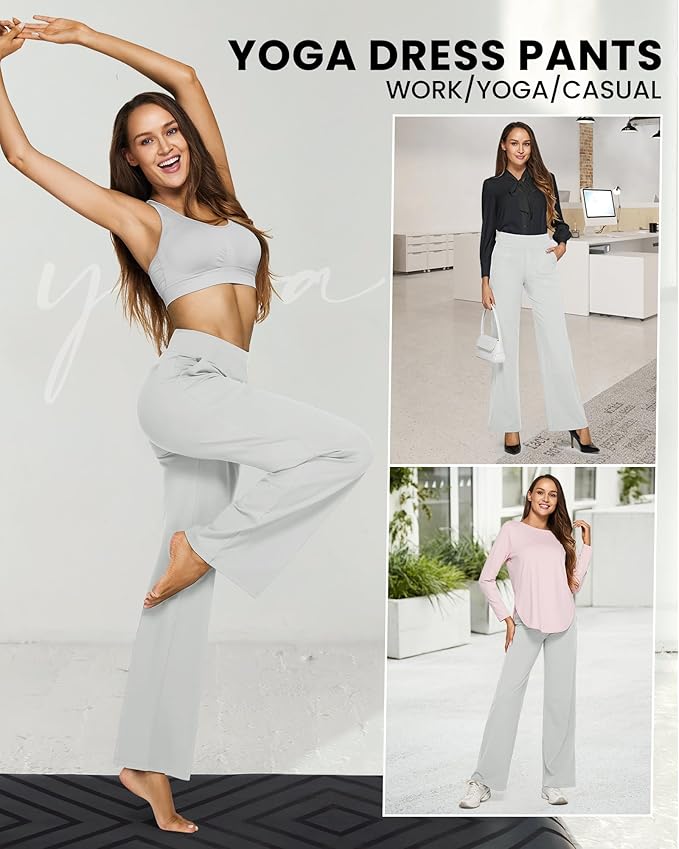 G4Free EverGoing Yoga Pants Women Wide Leg Pants with Pockets High Waist Stretch Dress Casual Sweatpants Petite/Regular/Tall
