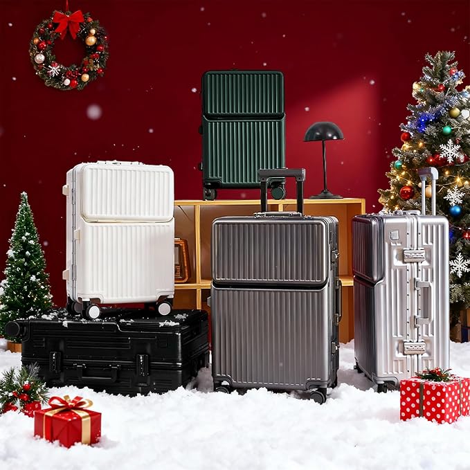 Carry on suitcase Zipperless Luggage,Polycarbonate Aluminum Hard Shell, Expandable Carry-On Suitcase with Spinner Wheels, 26 Inch Cabin