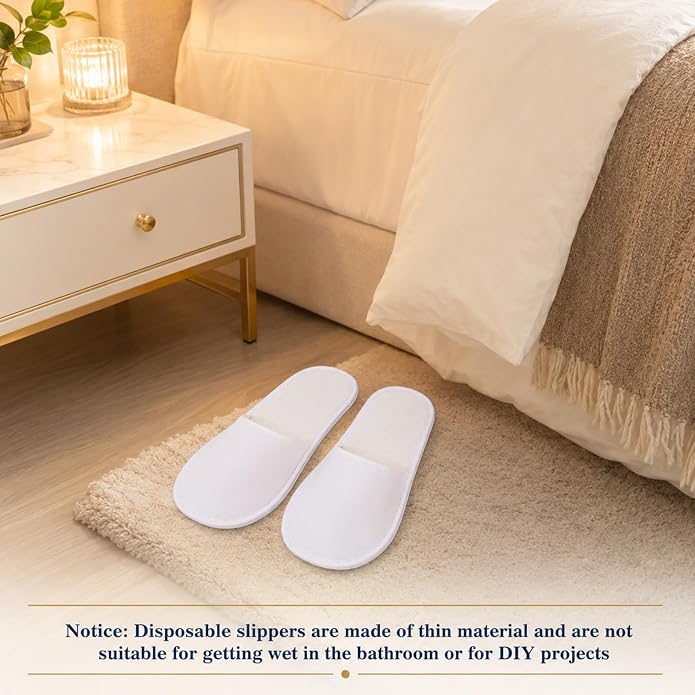50 Pairs Disposable Slippers for Guests Bulk with Folding Storage Box, 11 Inch White Non-Slip Hotel Slippers, Individually Wrapped House Slippers for Men Women Travel, Spa, Home, Wedding