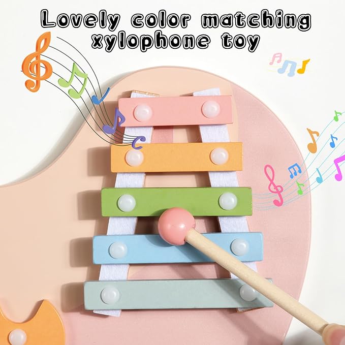 Interactive Pink Crocodile Wall Game - Wooden Educational Toy with 10+ Games for Kids (3+), STEM Learning, Hand-Eye Coordination & Sensory Development