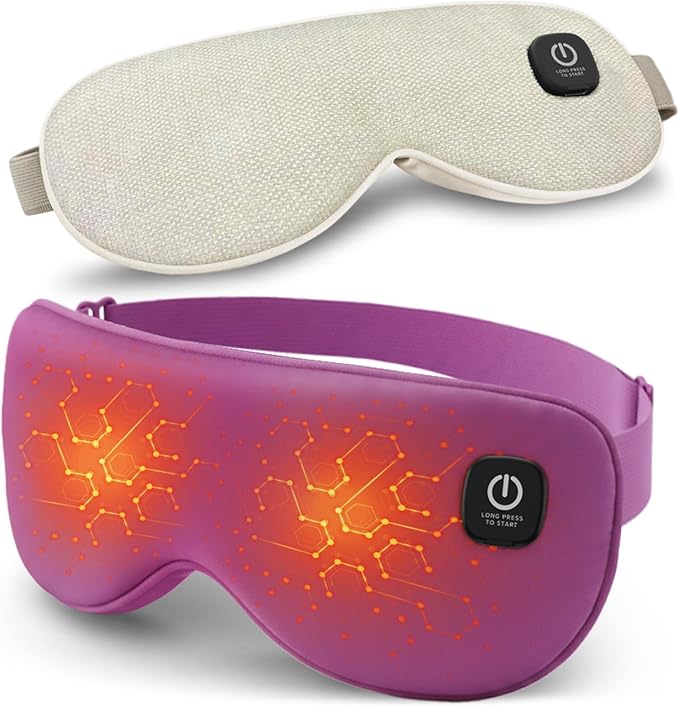 Cordless Heated Eye Mask with 1500mAh Large Battery, 4 Heat Levels & 100% Blackout for Dry Eyes Relief, Fast Heating Eye Heating Pad with 2 Washable Covers for Sleep, Travel, MGD, Blepharitis