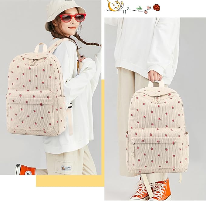 Bluboon School Backpack for Teen Girls Bookbags Elementary High School Corduroy Laptop Bags Women Travel Daypacks