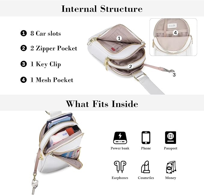 INICAT RFID Blocking Sling Bag, Anti Theft Crossbody Bag for Women Compact Travel Purses Vegan Leather