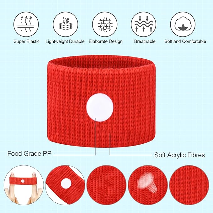 Motion Sickness Bands for Kids, Travel Sickness Relief Wristbands, Anti-Nausea Bands for Morning Car Sea Sickness(Blue/Red)