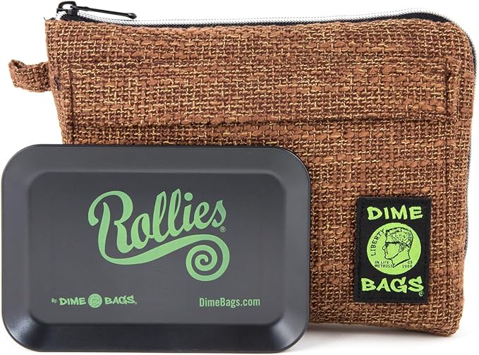 Dime Bags All-in-One Padded Pouch with Accessory Tray & Smell/Spill Proof Pocket, Protective Case for Glass Storage & Travel
