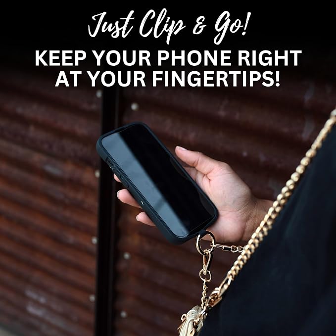 Save the Girls Clip and Go Phone Metal Chain with Pouch (Silver - Silver Pouch) – Stylish Phone Lanyard Crossbody with Wallet for Women, Hands-Free Carrying and Adjustable Crossbody Chain Strap