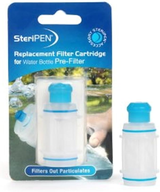 SteriPen SP-PF 40-Micron Pre-Filter for Wide-Mouth Water Bottles, Removes Debris Before UV Treatment, Fits SteriPen Classic 3, Ultra, and Aqua, Lightweight 1.5 oz Camping Travel Accessory