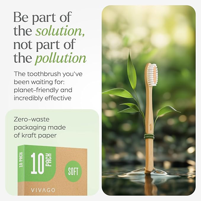 VIVAGO Bamboo Toothbrushes 30 Pack - BPA Free Soft Bristles Toothbrushes, Eco-Friendly, Natural Wooden Toothbrush