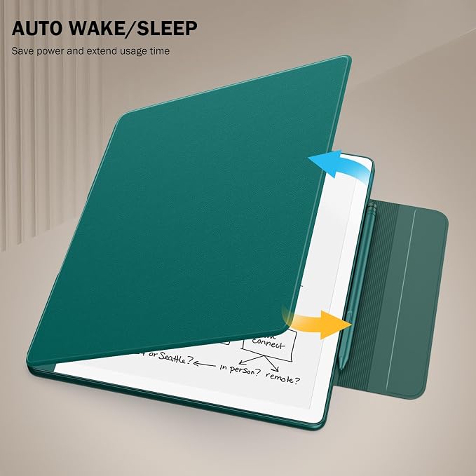 MoKo Magnetic Case for All-New 10.2" Kindle Scribe (2024/2022 Released) - Slim Folio Premium PU Leather Cover with Pen Clasp & Auto Sleep Wake for Kindle Scribe 10.2 Inch, Jade Green