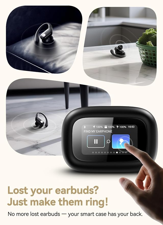 jaddsa Wireless Earbuds, Bluetooth 5.4 Sport Headphones with Smart Charging Case, ENC Noise Cancelling, Ear Buds with IPX7 Waterproof & Bass Stereo Sound for iOS, Android – Mattle Black
