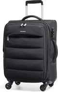 BAGSMART Carry On Luggage 22x14x9 Airline Approved, 20 Inch Soft Suitcase with Wheels, Lightweight Spinner Carry on Suitcase with PVC Wet/Dry Pockets for Short Trip, Black