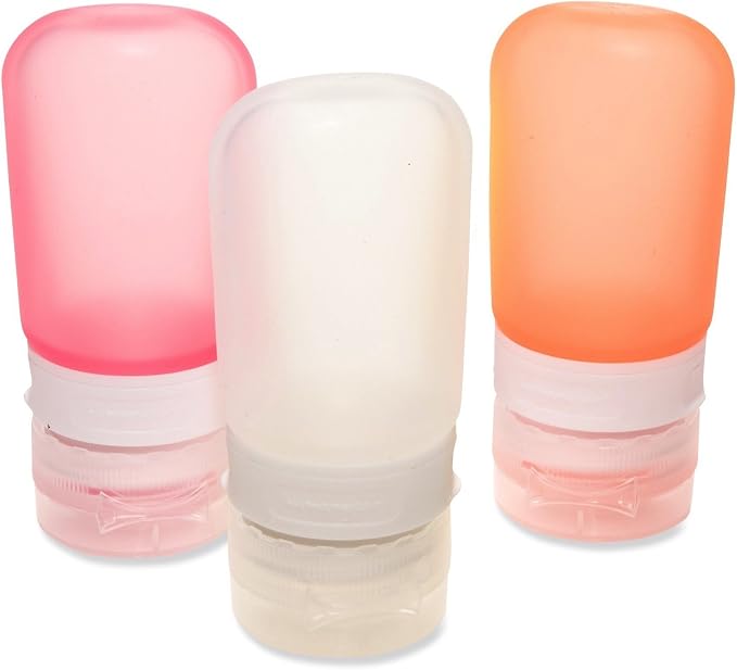 humangear GoToob Refillable Silicone Travel Size Bottles with Locking Cap for Women, 3pks