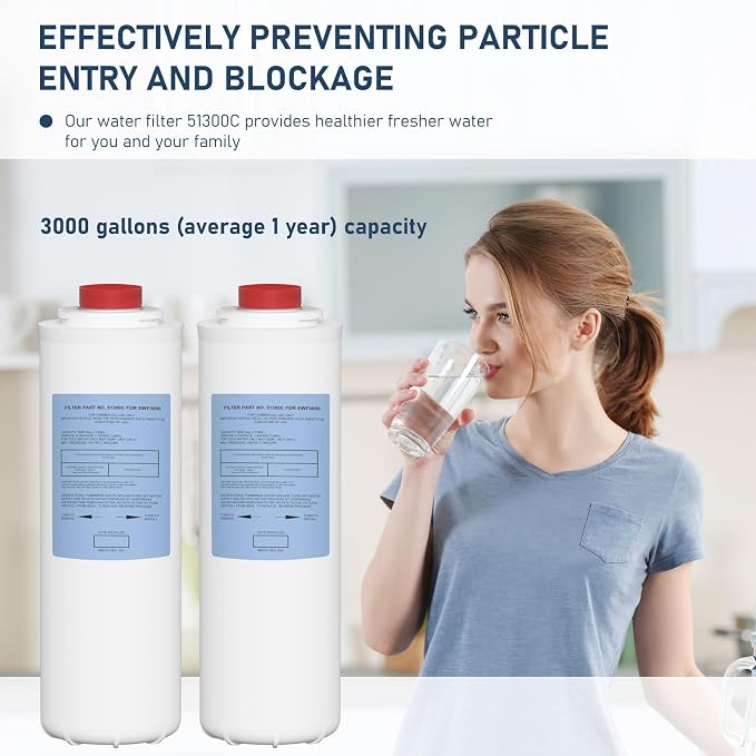 Water Replacement Filter Compatible with Elkay EWF3000, and Ezh20 Bottle Filling Station, 3000 Gallon Water Filter Replacement for ERF750, 51299C, 55898C (No Chip) 2 Pack