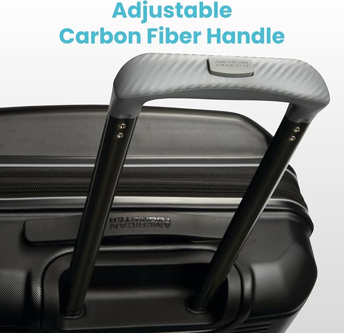 American Tourister Stratum 2.0 Expandable Hardside Luggage with Spinner Wheels, Jet Black, Carry-on