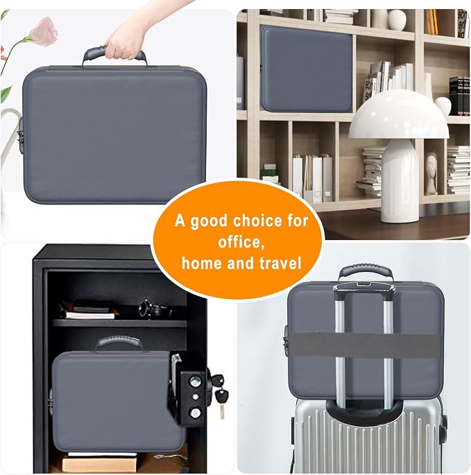 DocSafe 5200°F Document Organizer with Lock,Upgraded Heat Insulated Fireproof＆Waterproof Box 8 Layers File Organizer,Portable Home Travel Safe Storage for Important Documents, Files,Gray (Soft) | Heat Insulated 8 Layers File Protection Bag,Water-Resist...