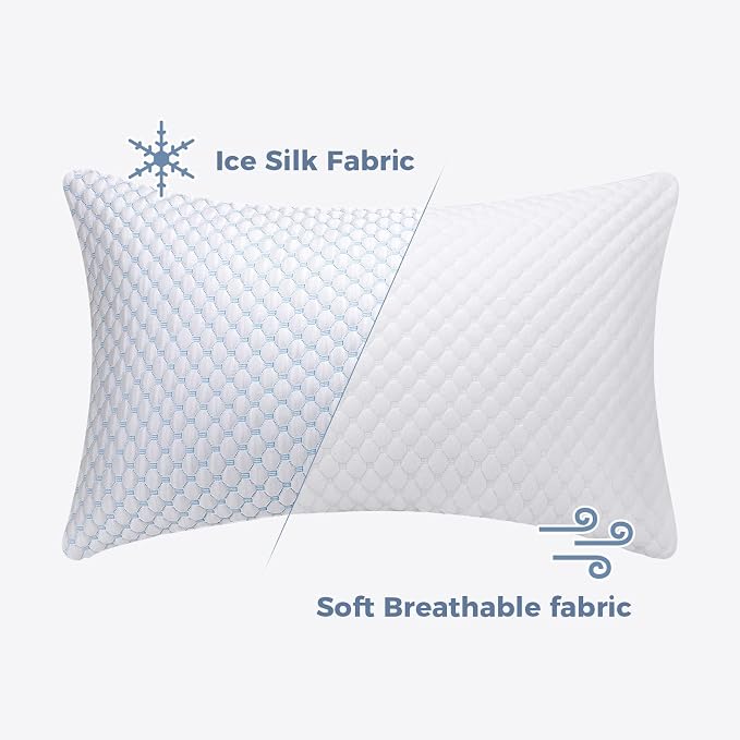 OSBED Shredded Memory Foam Pillows King Size 4 Pack | Neck pain relief, supportive, odorless, cooling pillow, adjustable, washable, CertiPUR-US hypoallergenic adult pillow